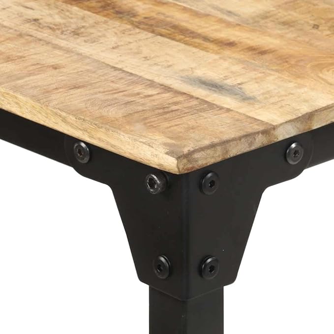 63" Rustic Brown Solid Mango Wood Dining Table for 6, Industrial Kitchen Table with Powder-Coated Iron Legs, Rectangular Modern Dining Room Table for Kitchen Living Room or Apartment