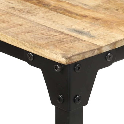 63" Rustic Brown Solid Mango Wood Dining Table for 6, Industrial Kitchen Table with Powder-Coated Iron Legs, Rectangular Modern Dining Room Table for Kitchen Living Room or Apartment