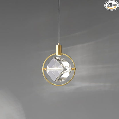 HEYAN Pendant Light Modern Crystal Pendant Light in Gold Brushed,Small Mini Crystal Chandelier Pendant Lights for Island Bar,Bedroom Lighting, Hallway, Dining Room,Living Room (Gold, 1 Light)