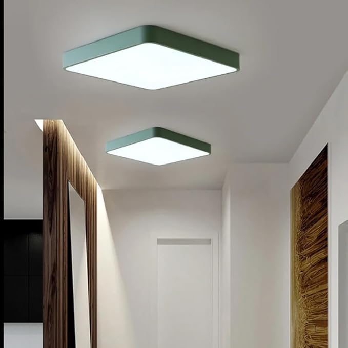 LED Ceiling Light Fixture,24 Inch Modern Square Recessed Ceiling Lights,Dimmable Light,64W Green Close to Ceiling Lighting Flush Mount Living Room Bedroom,3000K-6000K