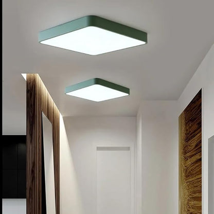 LED Ceiling Light Fixture,24 Inch Modern Square Recessed Ceiling Lights,Dimmable Light,64W Green Close to Ceiling Lighting Flush Mount Living Room Bedroom,3000K-6000K