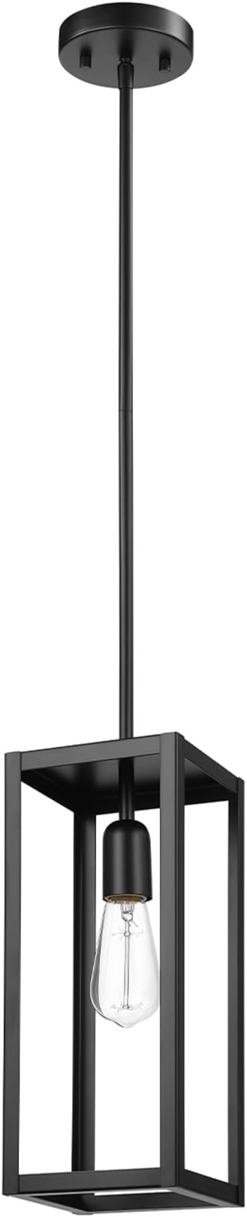 Globe-Electric 67000150 1-Light Pendant Light Fixture, Matte Black, Dining Room Fixture, Kitchen Island Lighting, Contemporary, Living Room Pendant Light, Hanging Lights for Bedroom