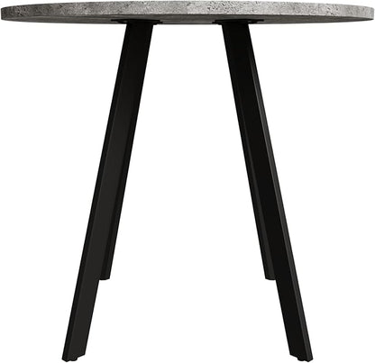 34" Industrial Dining Table, Island Table with Solid Iron Base, Rustic Dining Table with Easy-Clean Surface for Kitchen Office, Gray