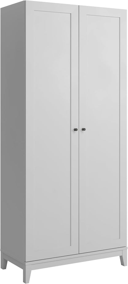 Prepac Yaletown 72" Tall Storage Cabinet with Wood Legs, Pantry Cabinet with 3 Adjustable Shelves, Bathroom, Kitchen and Home Organization in White, 16" D x 32" W x 72" H