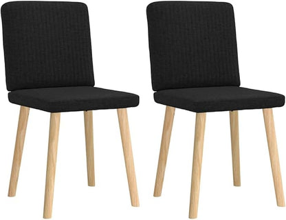 Modern Black Dining Chairs Set of 2 Upholstered Fabric Comfortable Seating with Solid Wood Frame for Dining Room Kitchen Living Room and Bedroom