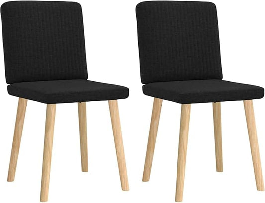 Modern Black Dining Chairs Set of 2 Upholstered Fabric Comfortable Seating with Solid Wood Frame for Dining Room Kitchen Living Room and Bedroom