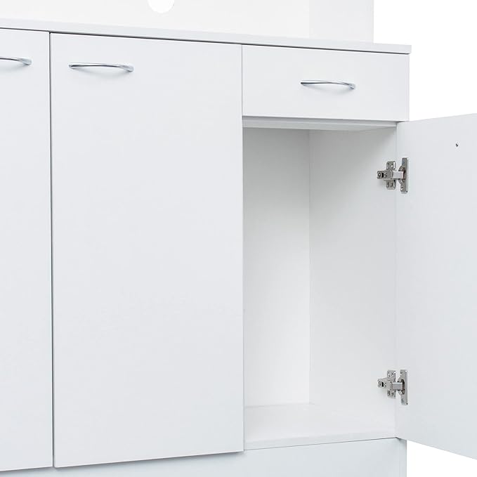 71" Tall Kitchen Pantry Cabinet,Sideboard Buffet Cabinet with 6 Doors and Shelves,Kitchen Island with Microwave Stand,Kitchen Hutch Storage Cabinet with 1 Drawer for Kitchen,Kitchen Cabinet (White)