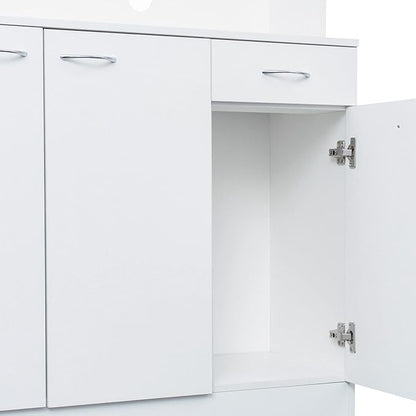 71" Tall Kitchen Pantry Cabinet,Sideboard Buffet Cabinet with 6 Doors and Shelves,Kitchen Island with Microwave Stand,Kitchen Hutch Storage Cabinet with 1 Drawer for Kitchen,Kitchen Cabinet (White)