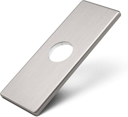 6 Inch Brushed Nickel Sink Hole Cover, Greenspring 4" Hole Cover Deck Plate, Bathroom Faucet Deck Plate, Stainless Steel Square Escutcheon for Bathroom or Kitchen Single Hole Vanity Sink Faucet