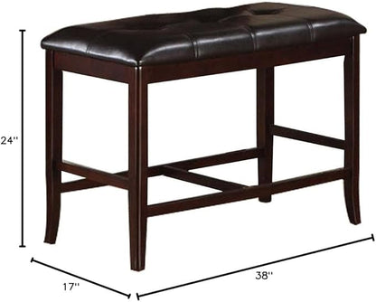 Poundex Counter Height Dining Bench in Deep Brown Finish