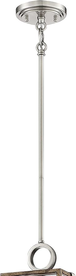Minka Lavery 4010-280 Country Estates Pendant, 1-Light, 60 Total Watts, 6.5-in H x 12.5-in W, Sun Faded Wood with Brushed ickel