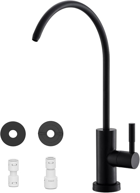 Drinking Water Faucets for Kitchen Sink, Matte Black Water Filter Faucet for Reverse Osmosis or Water Filtration System, RO Bar Sink Faucet, Stainless Steel