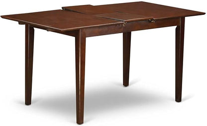 HomeStock 7 Piece Dining Table Set Consist of a Rectangle Dining Room Table with Extension Leaf and 6 Linen Upholstered Seat Chairs, 32x60 Inch, Mahogany