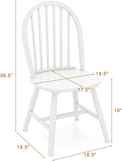 Safeplus 18" Oak Dining Chairs Set of 6, Wood Windsor Chair with Spindle Back for Country Farmhouse Kitchen Island