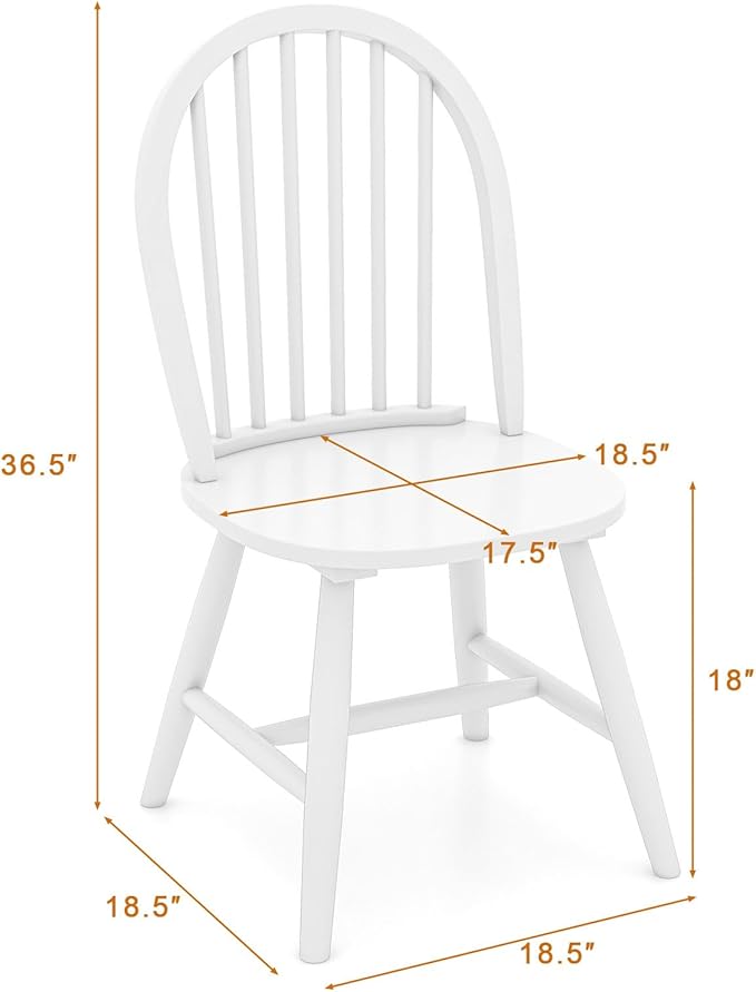 Safeplus 18" Oak Dining Chairs Set of 4, Wood Windsor Chair with Spindle Back for Country Farmhouse Kitchen Island