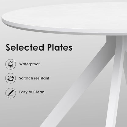 47" Solid Wood Island Table, Rustic Dining Table with Sturdy X-Base, Farmhouse Dining Table with Scratch-Resistant Pads for Dining Room & Kitchen, White
