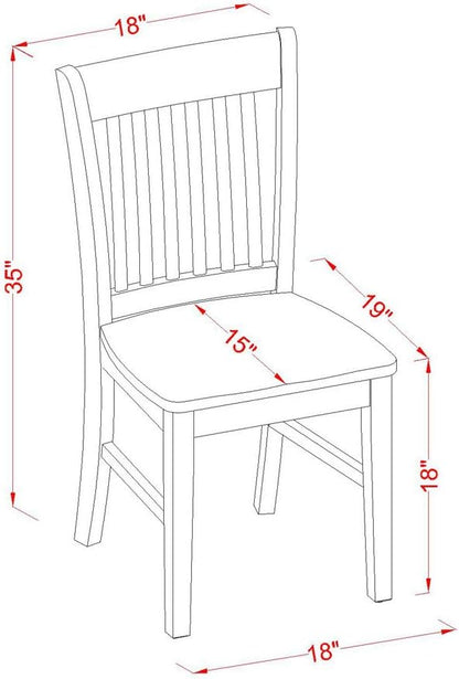 East West Furniture NFC-BCH-W Norfolk Dining Chairs - Slat Back Wood Seat Kitchen Chairs, Set of 2, Black & Cherry