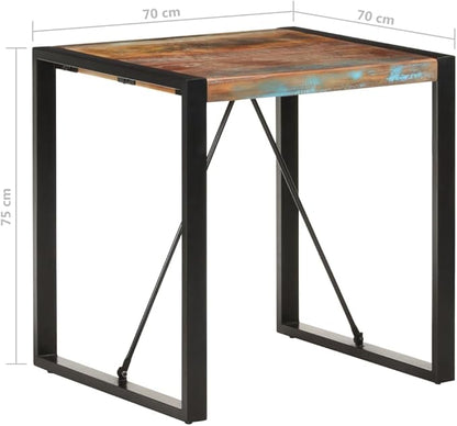 Small Square Dining Table, 27.6x27.6x29.5 in Reclaimed Wood Top & Black Steel Frame, Modern Industrial Look, Seats 4, Compact for Kitchen Apartment Dining Room