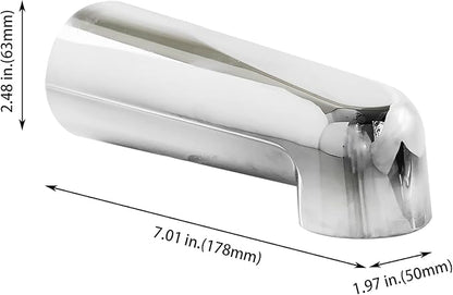 SENTO Slip On Silver Universal Heavy Durable Metal Bathroom Tub Spout Without Diverter, Heavy Duty Metal Bathtub Faucet Without Shower Diverter - 7 Inches 1/2" Copper Pipe, Polished Chrome