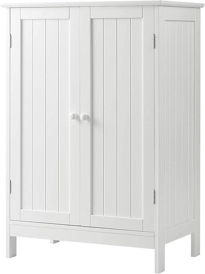 LDAILY LUARANE Bathroom Floor Cabinet, Wooden Floor Storage Cabinet with Double Doors, Simple Double Storage Cabinet, Suitable for Kitchen, Bathroom, 23.5 x 14 x 34 inches (White)