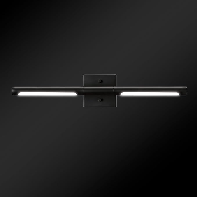 Globe Electric 63000203 5-Piece All-in-One Bathroom Set, 2-Light LED Vanity Light, Matte Black, 1200 Lumen, Towel Bar, Robe Hook, Toilet Paper Holder, Towel Ring, Bathroom Lights Over Mirror