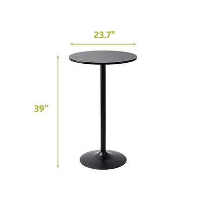 Pearington Santina Round Cocktail Bar, Pub and Bistro High Table with Black Top and Base, 1-Pack