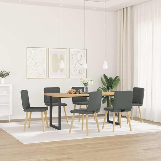 6-Piece Dark Gray Fabric Dining Chairs Set with Thick Foam Cushion, Sturdy Metal and Wood Frame Modern Farmhouse Kitchen Living Room Furniture