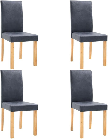 4-Piece Gray Faux Suede Dining Chairs with Wooden Legs Modern Kitchen and Dining Room Furniture Set for Farmhouse Home Decor