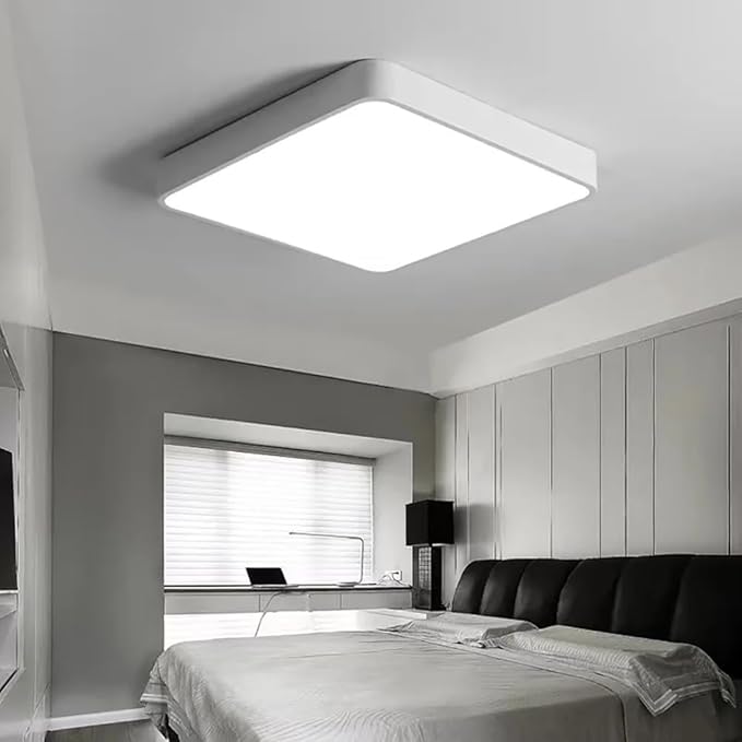 LED Ceiling Light Fixture,24 Inch Modern Square Recessed Ceiling Lights,Dimmable Light 64W Ceiling Lamp White 3000K-6000K Close to Ceiling Lighting Flush Mount Living Room Bedroom