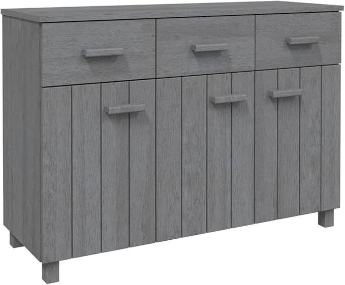 Dark Grey Solid Pine Wood Sideboard, 44.5" Dining Room Buffet Cabinet with Drawers, Matte Finish, Living Room Storage Furniture Kitchen Furniture