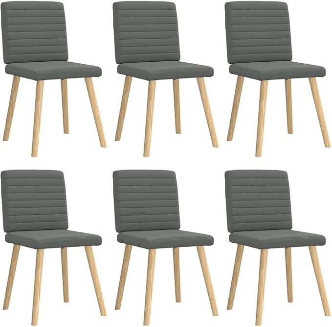 6-Piece Dark Gray Fabric Dining Chairs Set with Metal-Wood Frame, Comfortable Foam Seating for Dining Room Kitchen Living Room