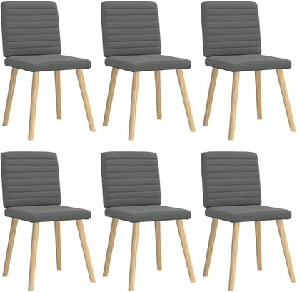 6-Piece Dark Gray Fabric Dining Chairs Set with Metal Frame - Modern Farmhouse Kitchen Chairs, Comfortable Foam Seating for Dining Room Living Room Restaurant
