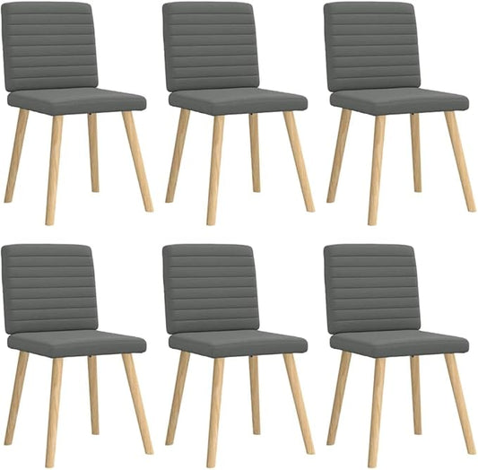 6-Piece Dark Gray Fabric Dining Chairs Set with Metal Frame - Modern Farmhouse Kitchen Chairs, Comfortable Foam Seating for Dining Room Living Room Restaurant