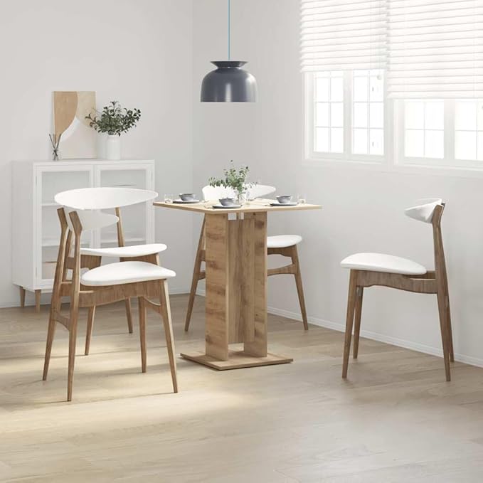 Bistro Table Artisan Oak Engineered Wood, Small Square Dining Table for 2, Durable Moisture Resistant Kitchen Furniture