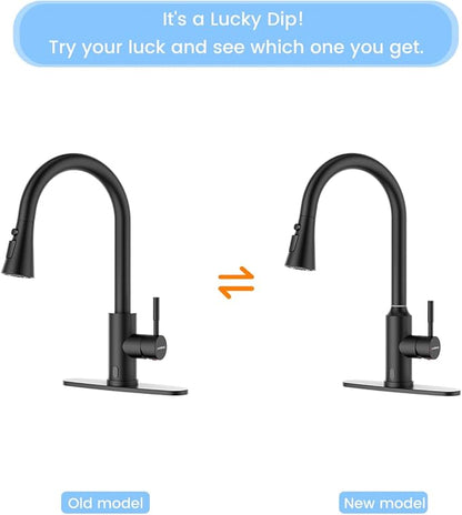 Touchless Matte Black Kitchen Sink Faucet with Pull Down Sprayer, Motion Sensor Touch on Faucets for Kitchen Sink, 360° Swivel Spout