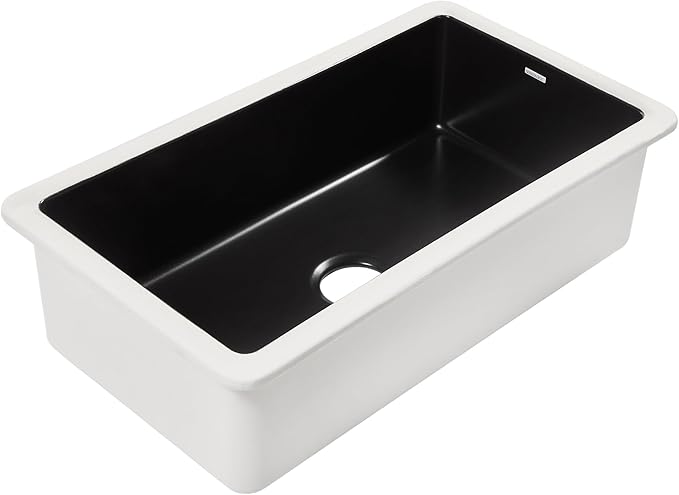 Sinkology Eden Fireclay Undermount Kitchen Sink, Undermount Installation, Surefire Finish (Matte Black, 31")
