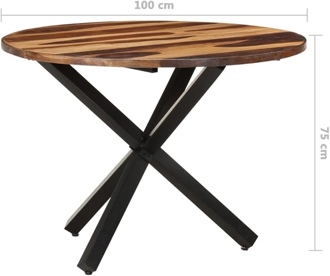 Round Dining Table, Honey Solid Acacia Wood, 39.4" Medium Brown Kitchen & Dining Room Table, Durable for 4 People, Indoor Use