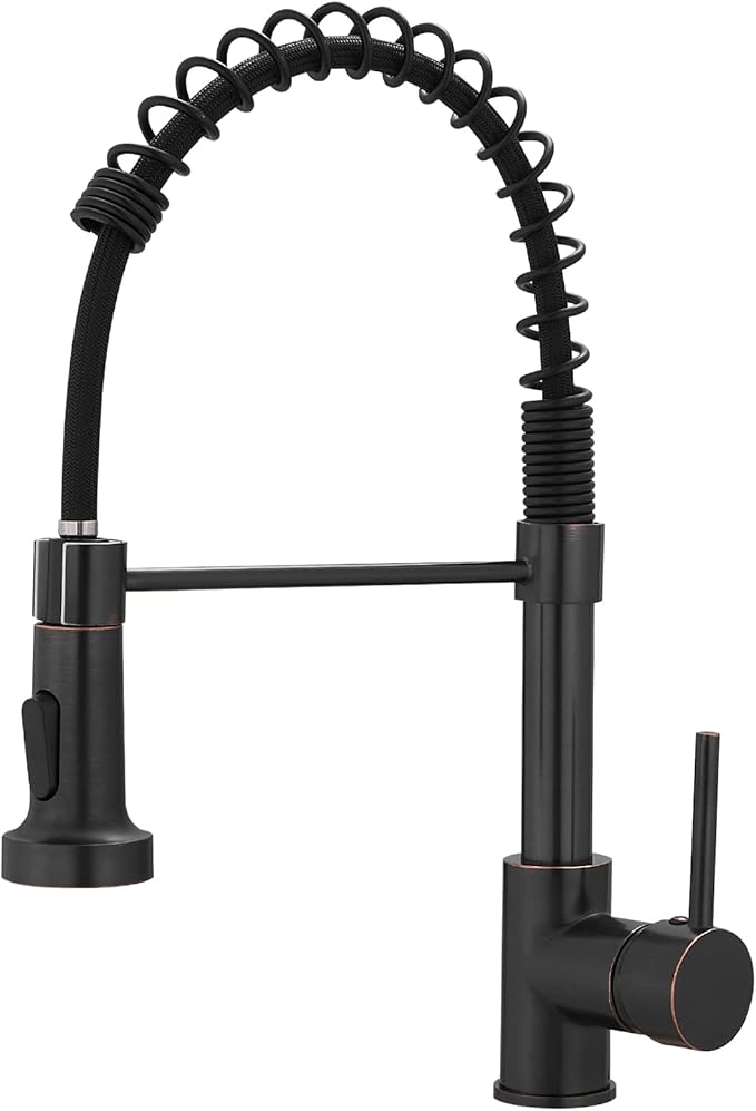 Oil Rubbed Bronze Kitchen Faucet,AIMADI Commercial Single Handle Single Hole Bronze Kitchen Faucet with Pull Down Sprayer grifo para fregaderos de cocina