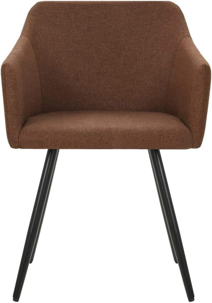 4-Piece Brown Fabric Dining Chairs Set with Metal Frame Modern Kitchen Chairs for Dining Room Farmhouse Furniture, Ergonomic Design & Thick Padding