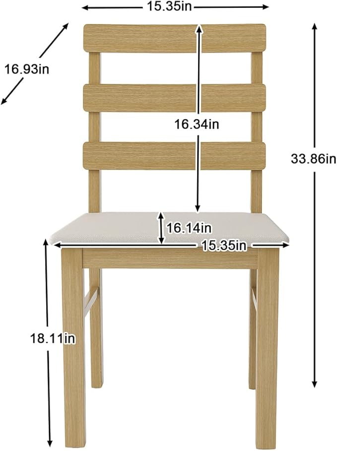 Majnesvon Dining Chairs Set of 2, Farmhouse Kitchen Table Set with Chairs, Wood Dining Table Chair for Kitchen, Restaurant, Apartment (Natural 2 Chair)