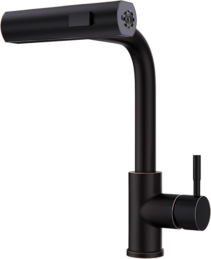 GIMILI Oil Rubbed Bronze Kitchen Faucet with Pull Down Sprayer, Waterfall 15“ High Single Handle Kitchen Sink Faucets