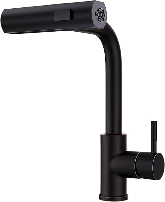 GIMILI Oil Rubbed Bronze Kitchen Faucet with Pull Down Sprayer, Waterfall 15“ High Single Handle Kitchen Sink Faucets