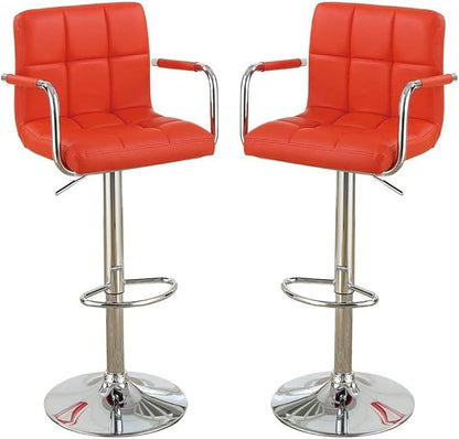 Modern Dining Chairs Set of 2 Adjustable Height Kitchen Island Stools with Sturdy Natural Construction, Comfortable Seat for Versatile Use - Stylish Simple Design,Red-Fabric-Contempor