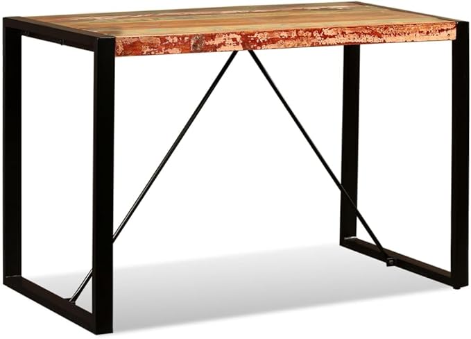 Reclaimed Wood Dining Table Industrial Style 47.2 Inch Long Narrow Rectangular Farmhouse Table for Kitchen Dining Room Small Spaces