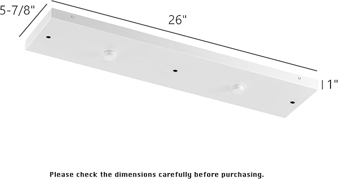 Three Pendant Light Linear Canopy Accessory Light Kit, 26 inch Flush Mount Cluster Canopy, Hanging 3 Lights with One Outlet Box for Kitchen Island, Mounting Hardware Included, Matte White