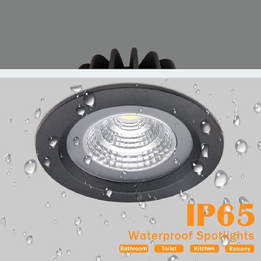 LS-PRO 4.25inch 12w LED Recessed Ceiling Light Slim Aluminium Panel, Anti Rust Fixture Downlight Shower Spotlight IP65 Waterproof for Wet Location Indoor & Outdoor Cold light/5000k-White Body