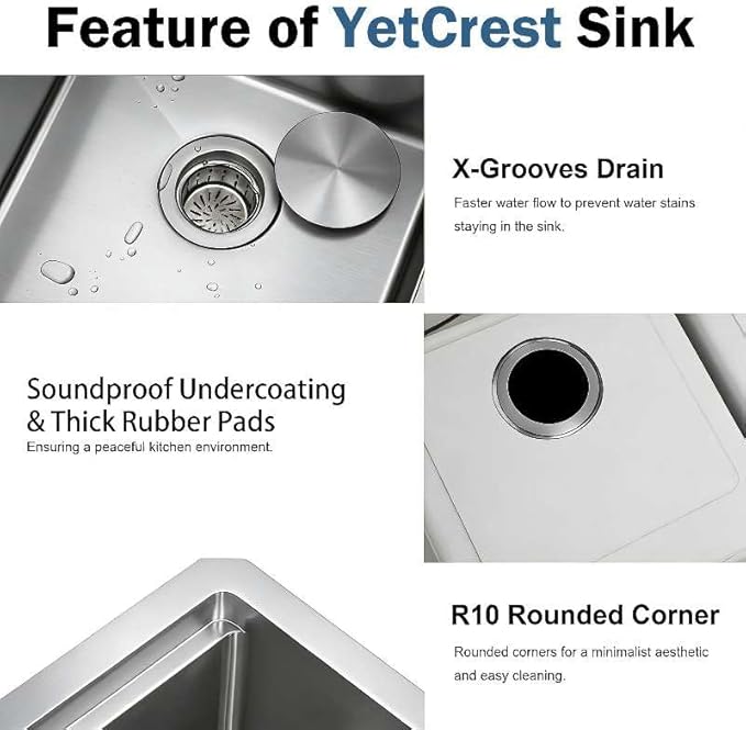 32 Inch Sink Undermount Double Bowl, 16 Gauge 50/50 Double Bowl Stainless Steel Workstation Sink, 32"x19"x10" Large and Deep Kitchen Sink With Accessories