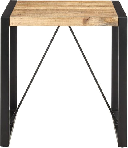 Square Dining Table Natural Mango Wood Top with Black Powder-Coated Steel Legs Modern Industrial Style Small Space Furniture 27.6x27.6x29.5 Inch for Dining Room Kitchen