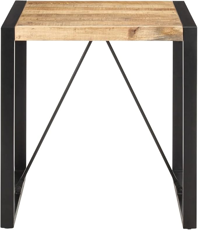 Industrial Square Dining Table, Solid Mango Wood and Steel Frame, Perfect for Kitchen Island and Small Dining Room Spaces