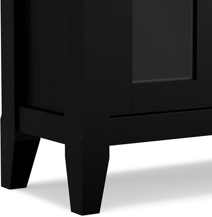 SIMPLIHOME Acadian Storage Cabinet - 36 inch Wide Solid Wood Entryway Storage Cabinet in Black, Transitional Cabinet for Hallway or Living Room with 2 Drawers and Adjustable Shelves